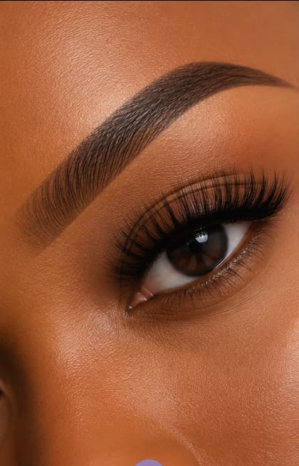 Elegant woman with luxury lash extensions and sculpted brows
