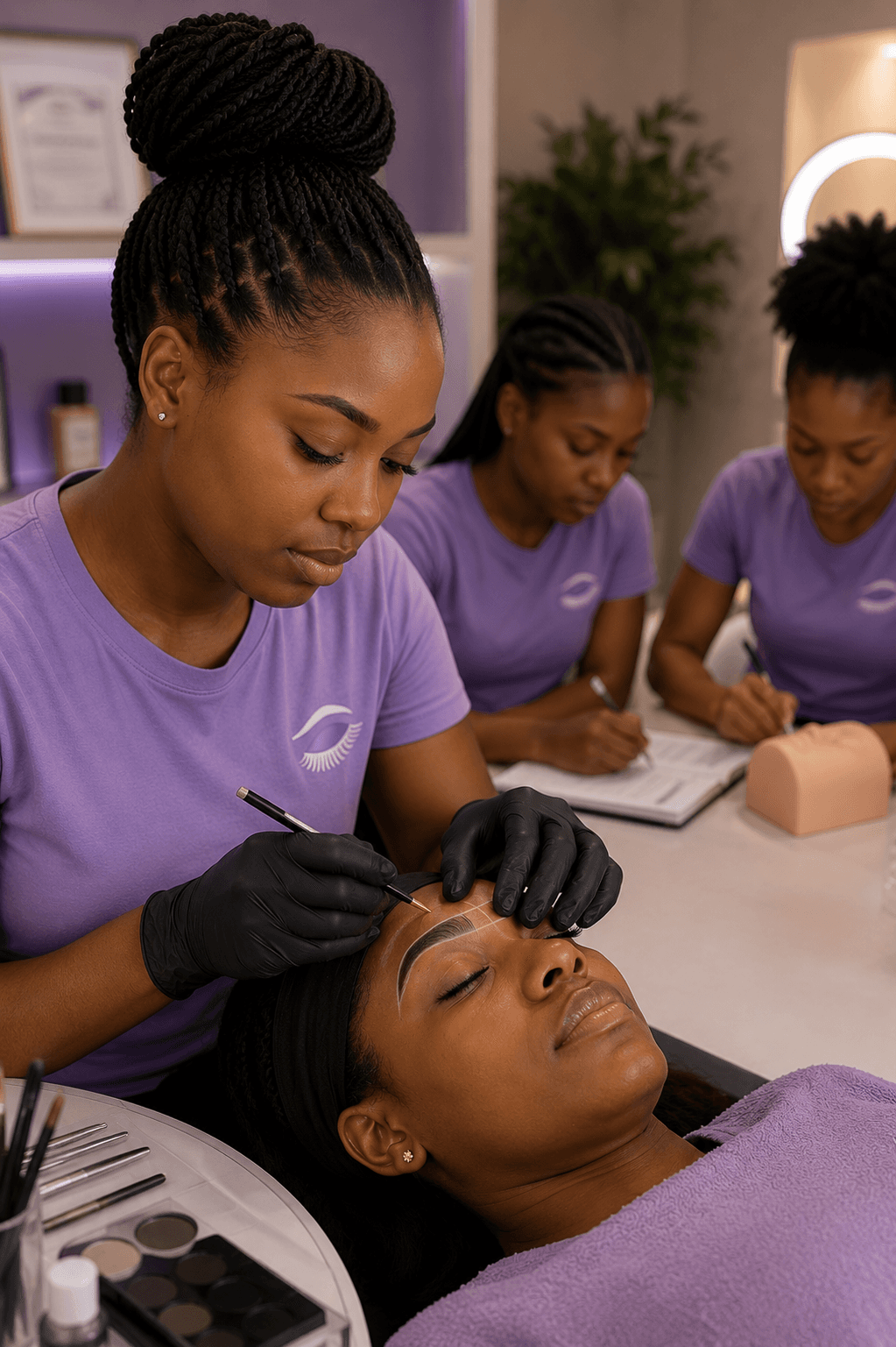Professional lash and brow training academy class at Dollz Beauty Oasis